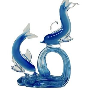 Stunning Blue Glass Dolphin Sculpture